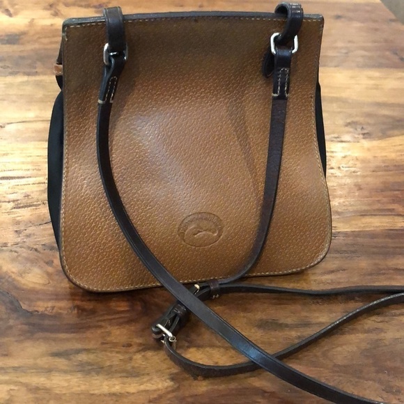 Dooney & Bourke Saddle Crossbody Black Canvas, Brown Distressed Leather - Picture 2 of 16